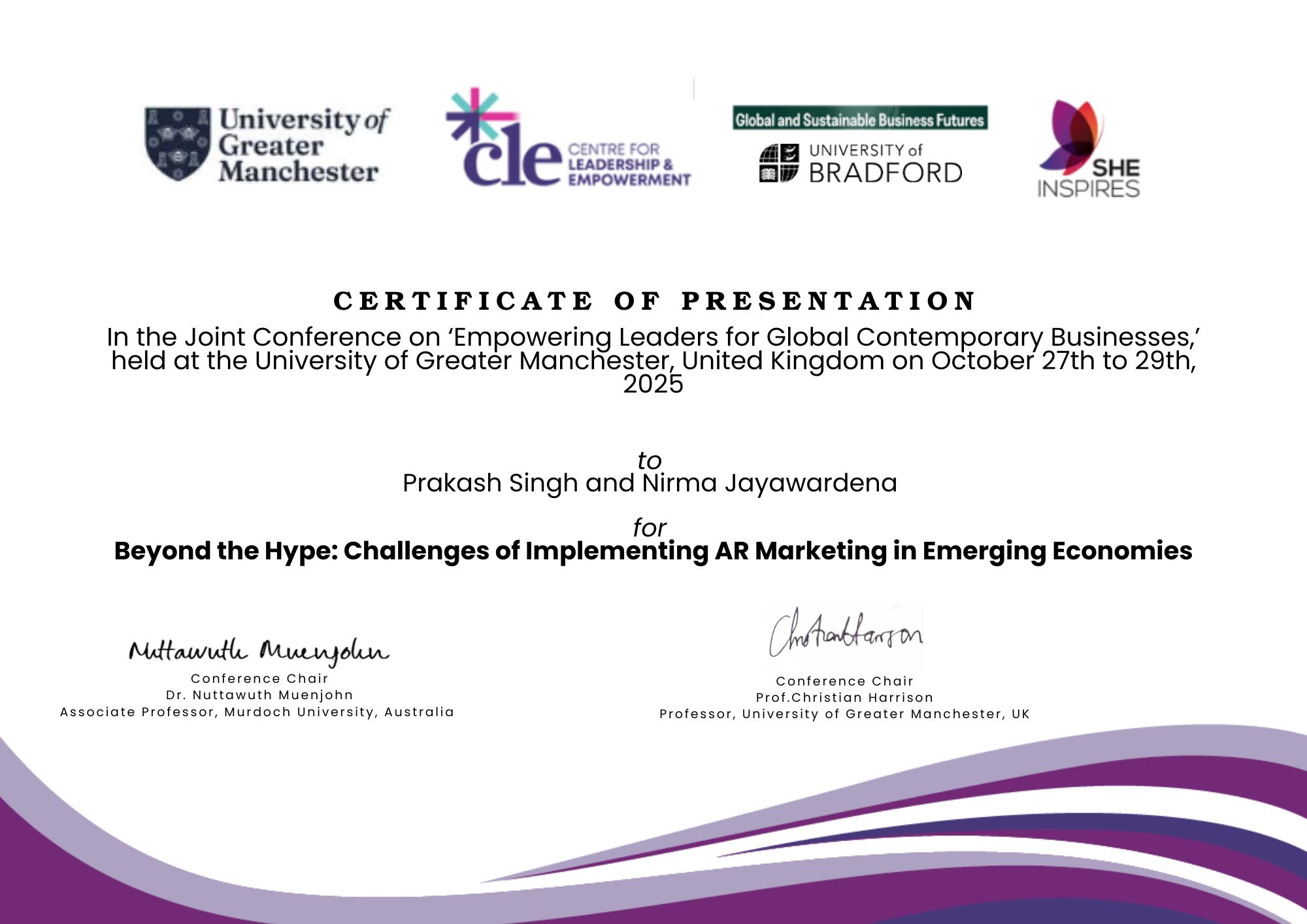 In the Joint Conference on ‘Empowering Leaders for Global Contemporary Businesses,’ held at the University of Greater Manchester, on October 27th to 29th, 2025 (3)