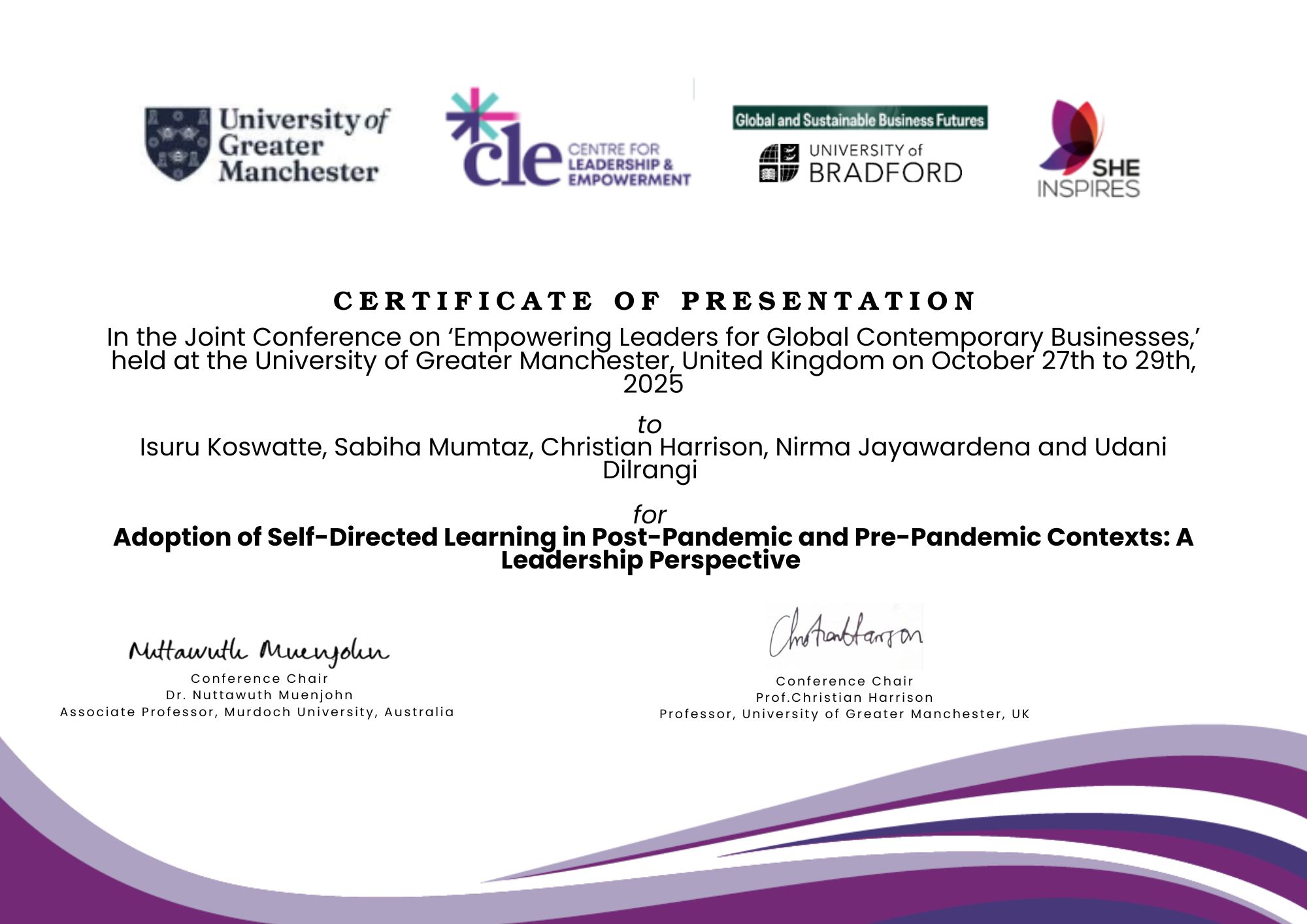 In the Joint Conference on ‘Empowering Leaders for Global Contemporary Businesses,’ held at the University of Greater Manchester, on October 27th to 29th, 2025 (4)